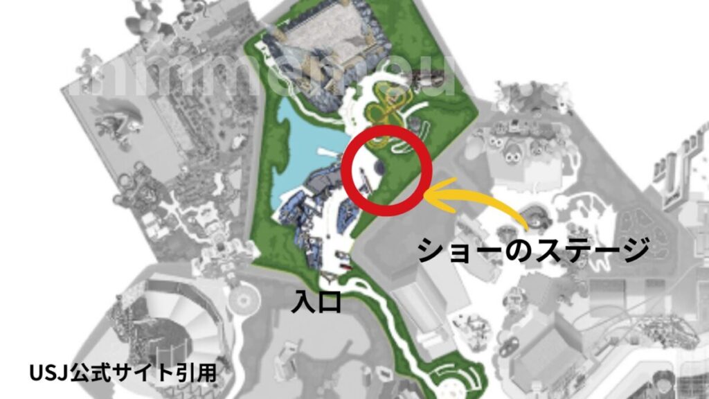 USJ　フロッグクワイア　ショー開催場所　